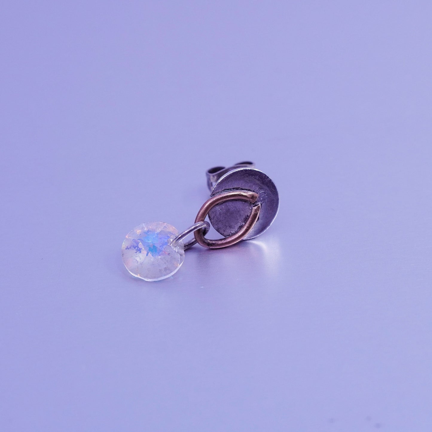 Vintage two tone Sterling 925 silver handmade studs earrings with crystal beads