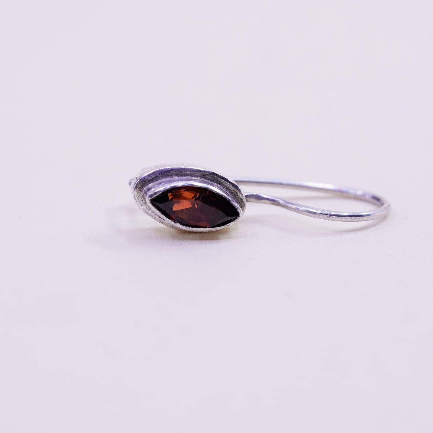 Vintage Sterling 925 silver handmade earrings with marquise ruby