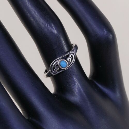 Sz 5.5, Vintage Sterling Silver handmade Turquoise Beads Ring