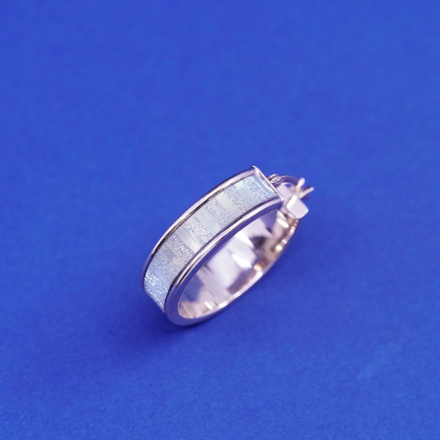1”, vintage two tone Sterling 925 silver hoop huggie glittering earrings