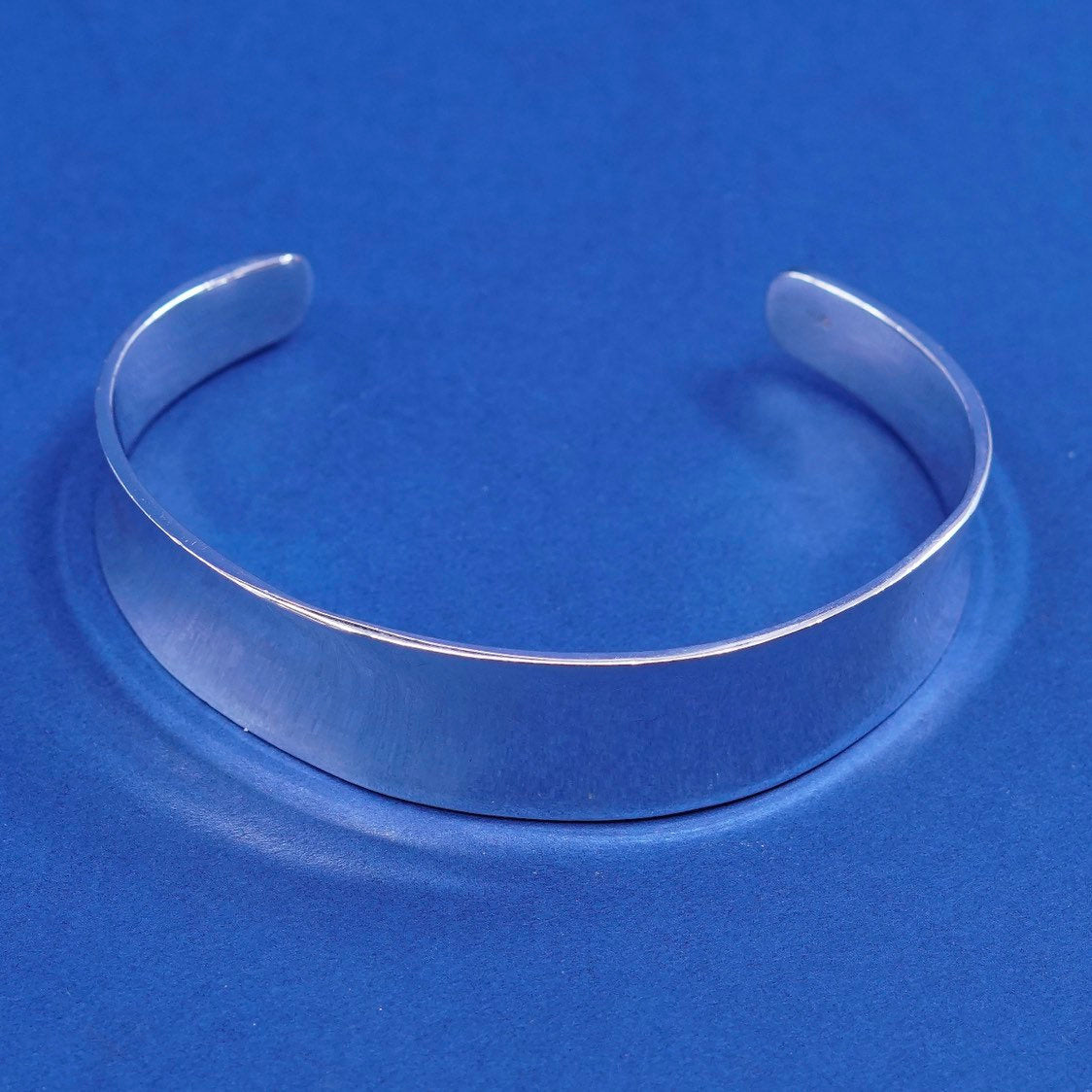 7”, vtg modern sterling silver handmade bracelet, high polished 925 cuff