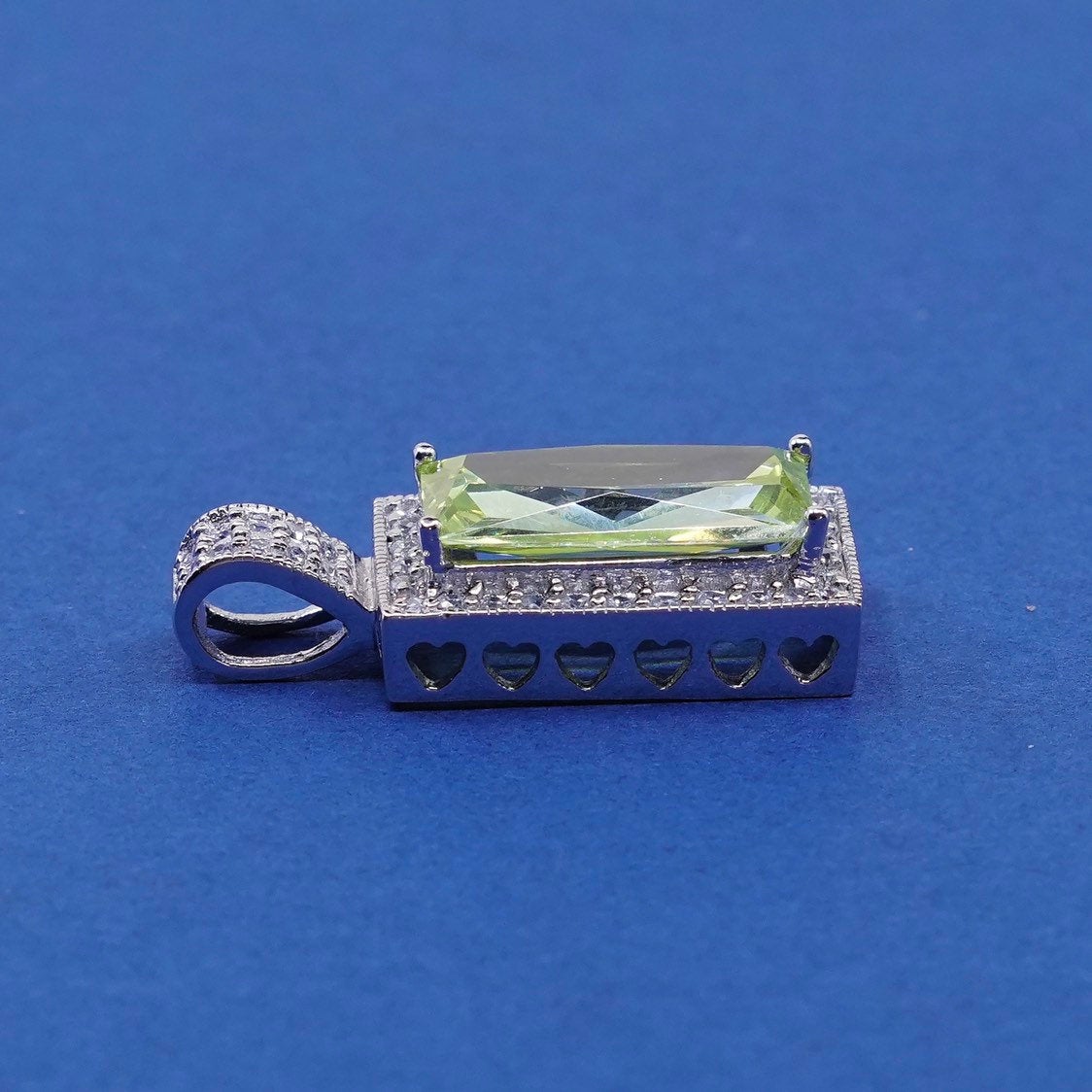 vtg Sterling silver handmade pendant, 925 w/ grape stone N crystal cluster