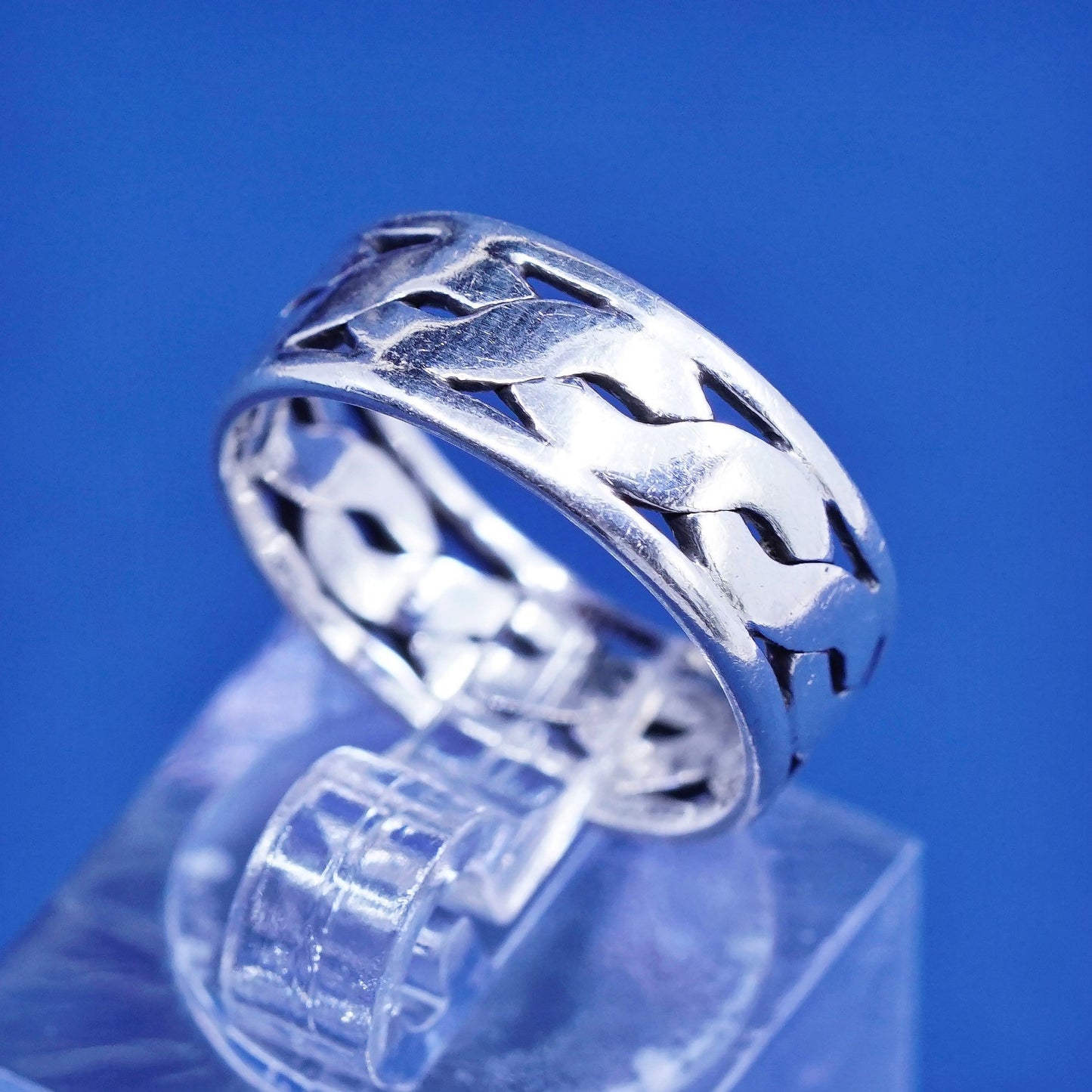 Size 5.5, vintage Sterling silver handmade ring, 925 woven band