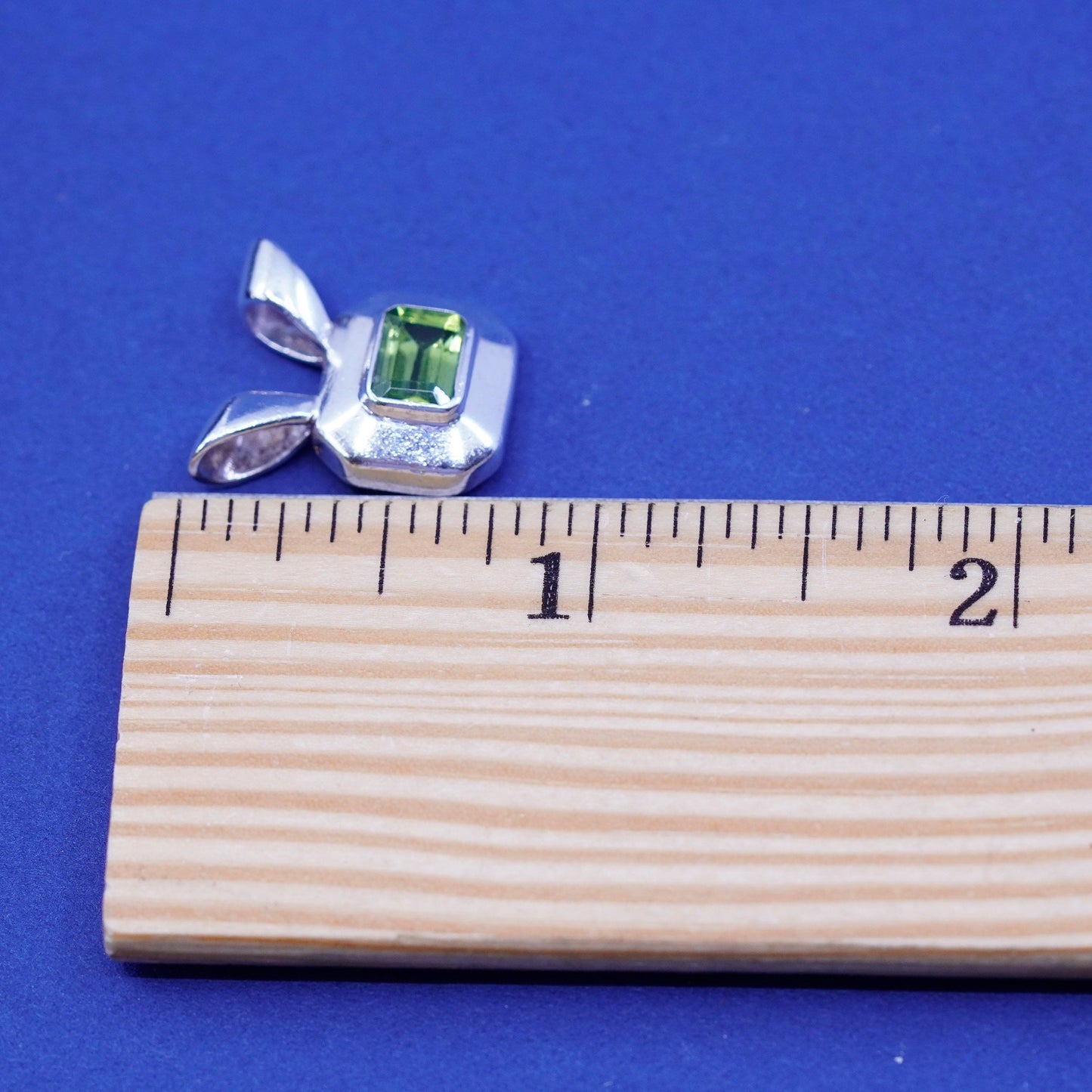 Vintage Sterling silver handmade pendant, 925 square with peridot
