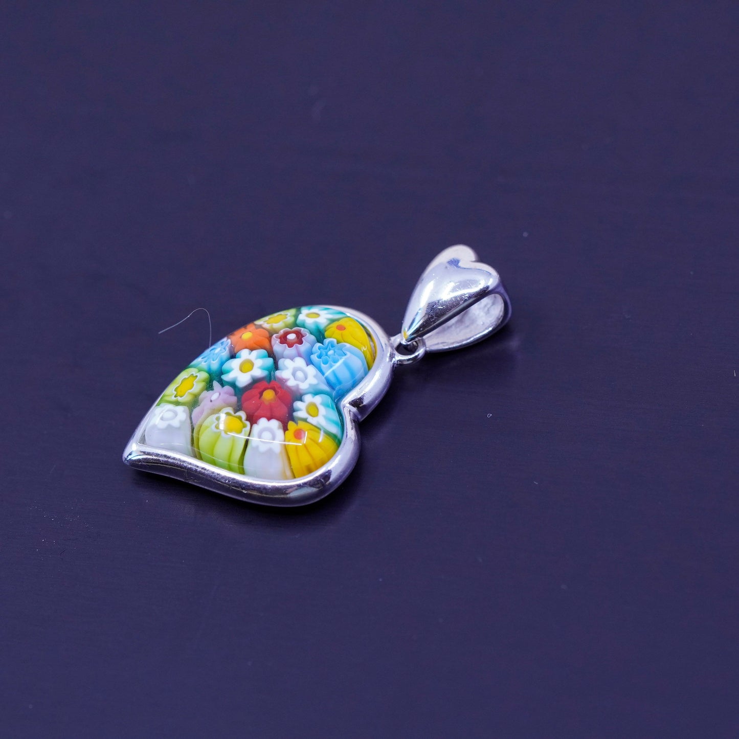 italy Alan K sterling 925 silver pendant multiciori heart pendant, murano glass