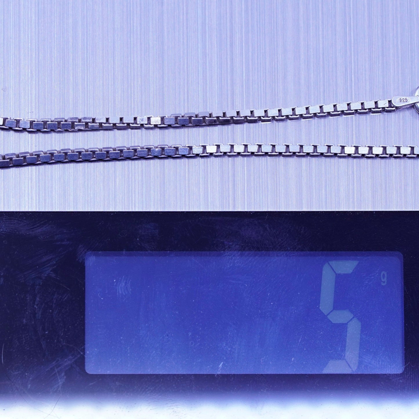 8.75” 2mm, Vintage Italy Sterling 925 silver handmade bracelet, box chain