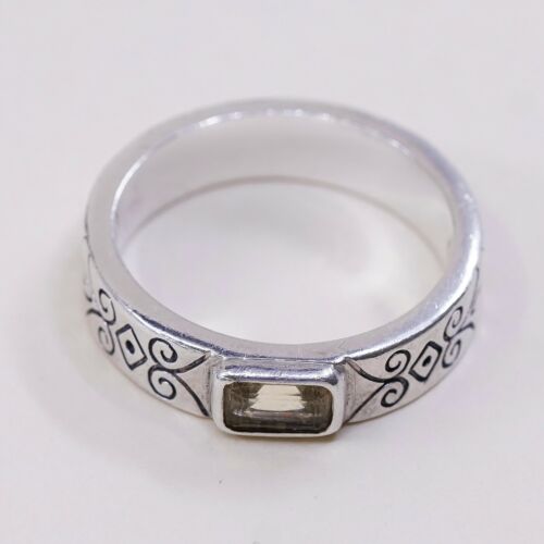 Sz 9.25, Vtg Brighton Sayan Handmade Sterling 925 Silver Ring W/ Citrine
