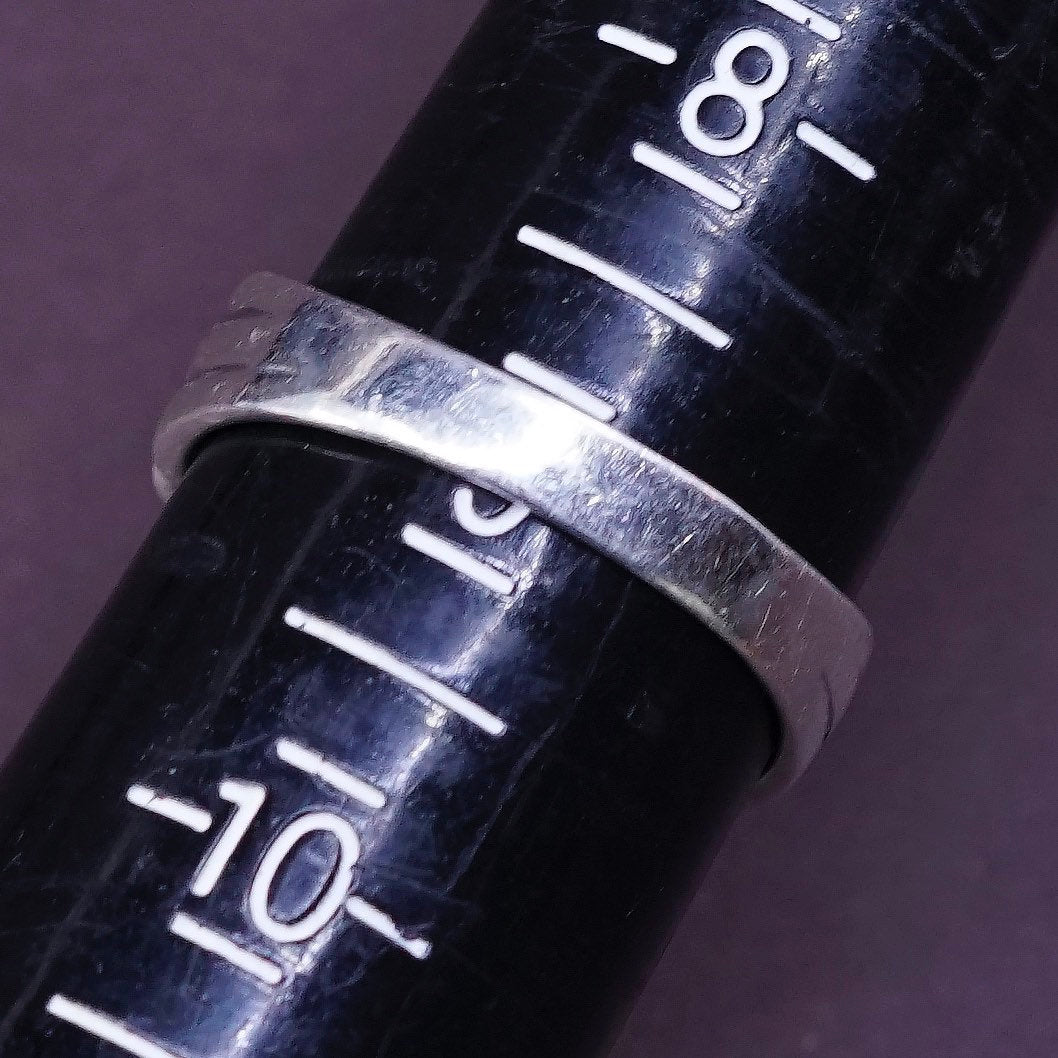 sz 9, vtg Sterling silver handmade ring, 925 with marcasite