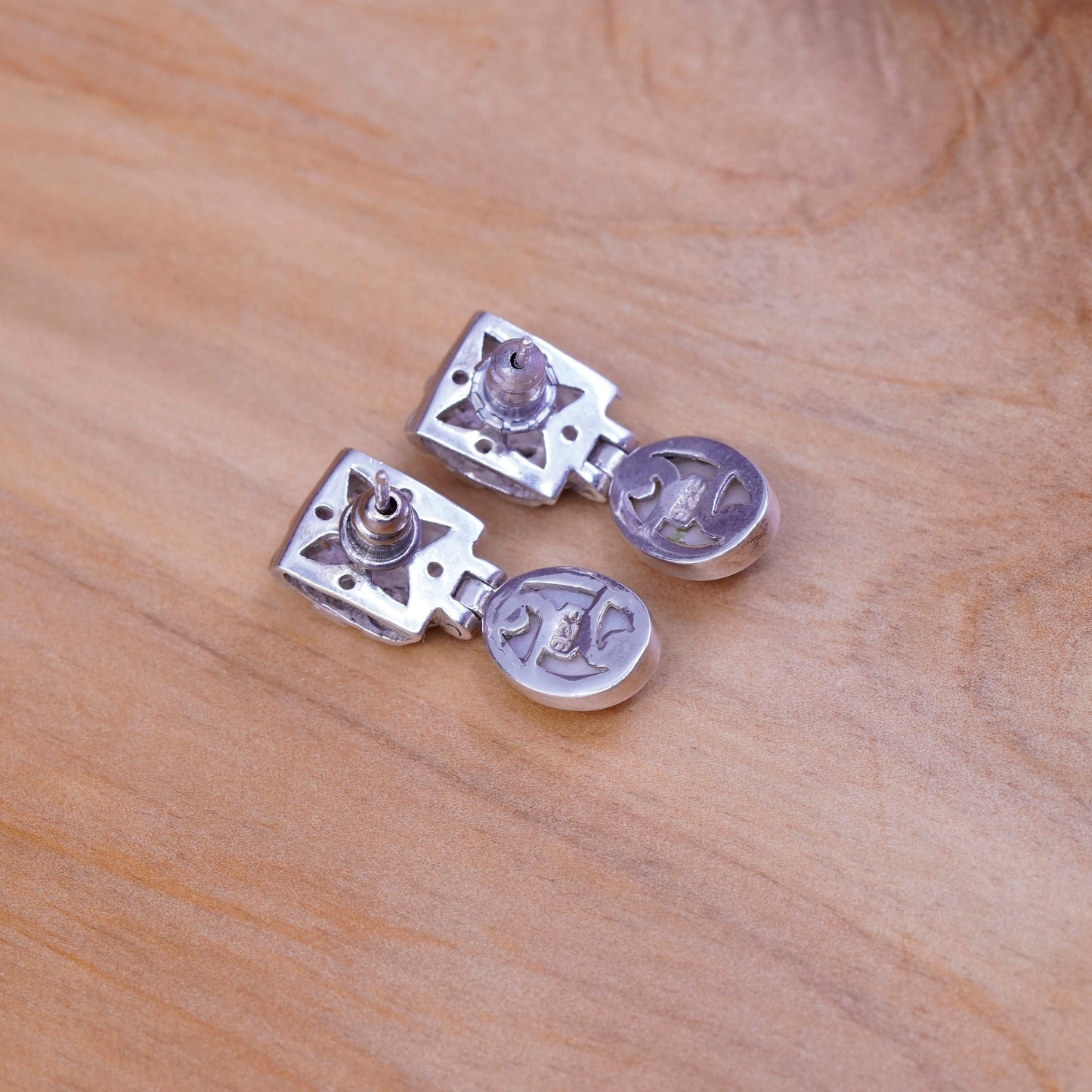 Sterling silver earrings, 925 studs with freshwater pearl drop and filigree