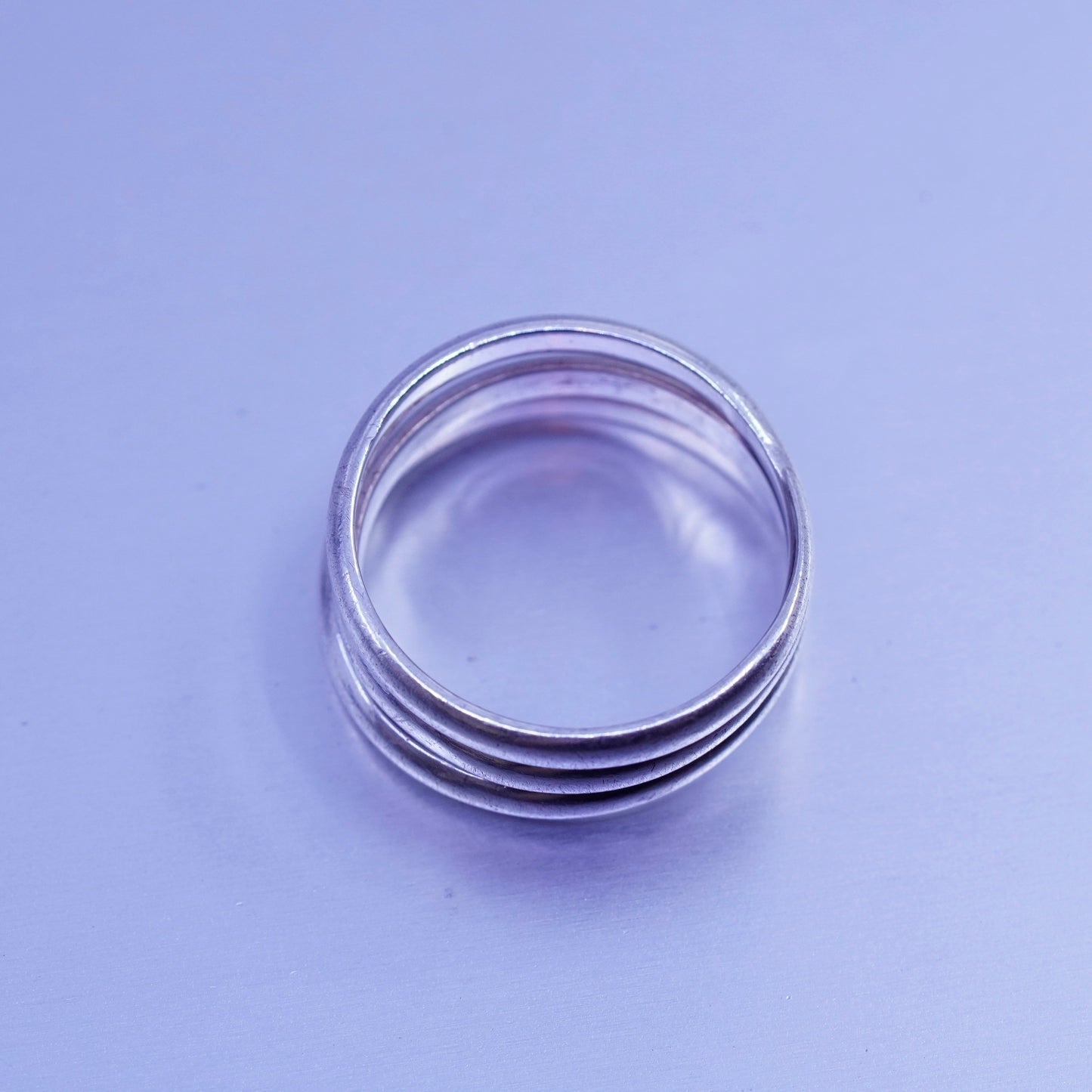 Size 8, vintage Sterling 925 silver handmade ring, ribbed band