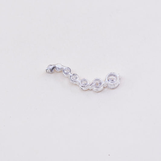 Vintage sterling 925 silver wavy cz crystal pendant