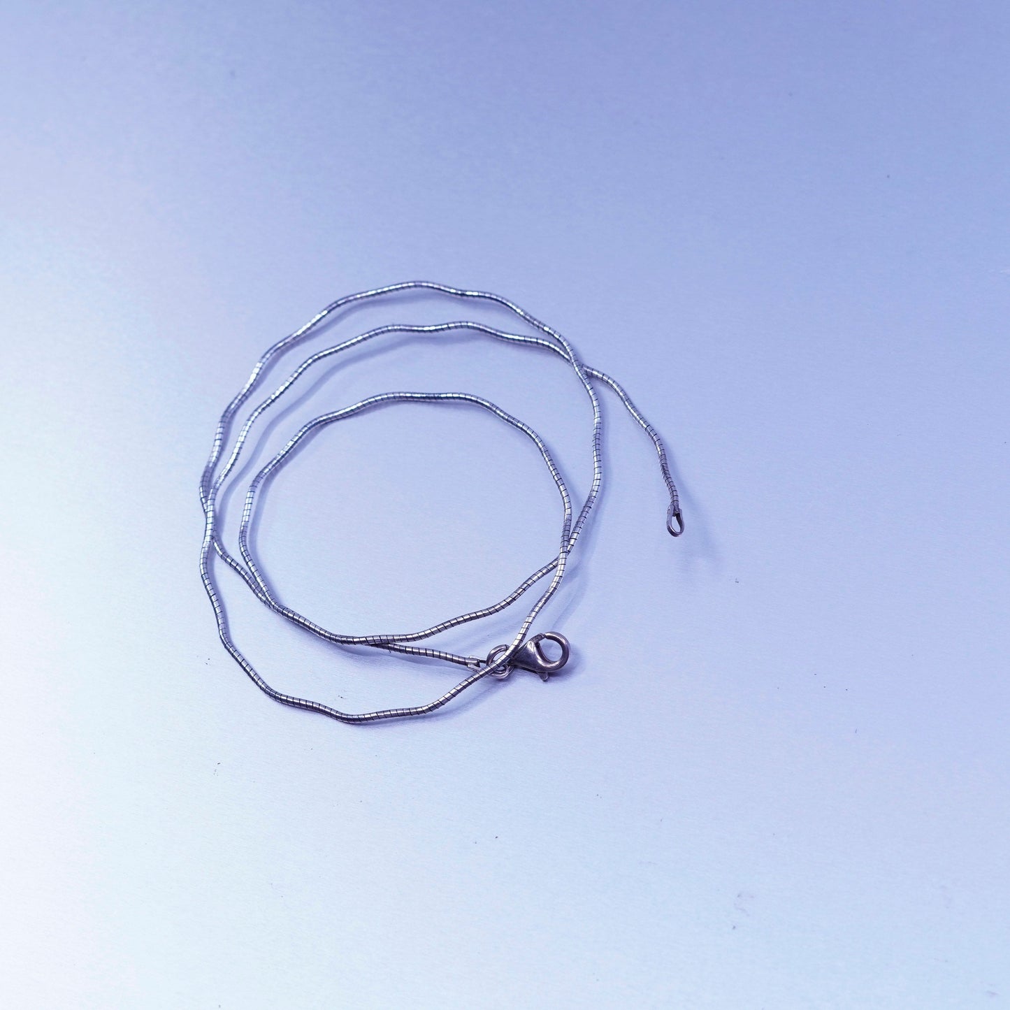 18” 1mm, vintage Italy Sterling 925 silver wavy snake chain necklace
