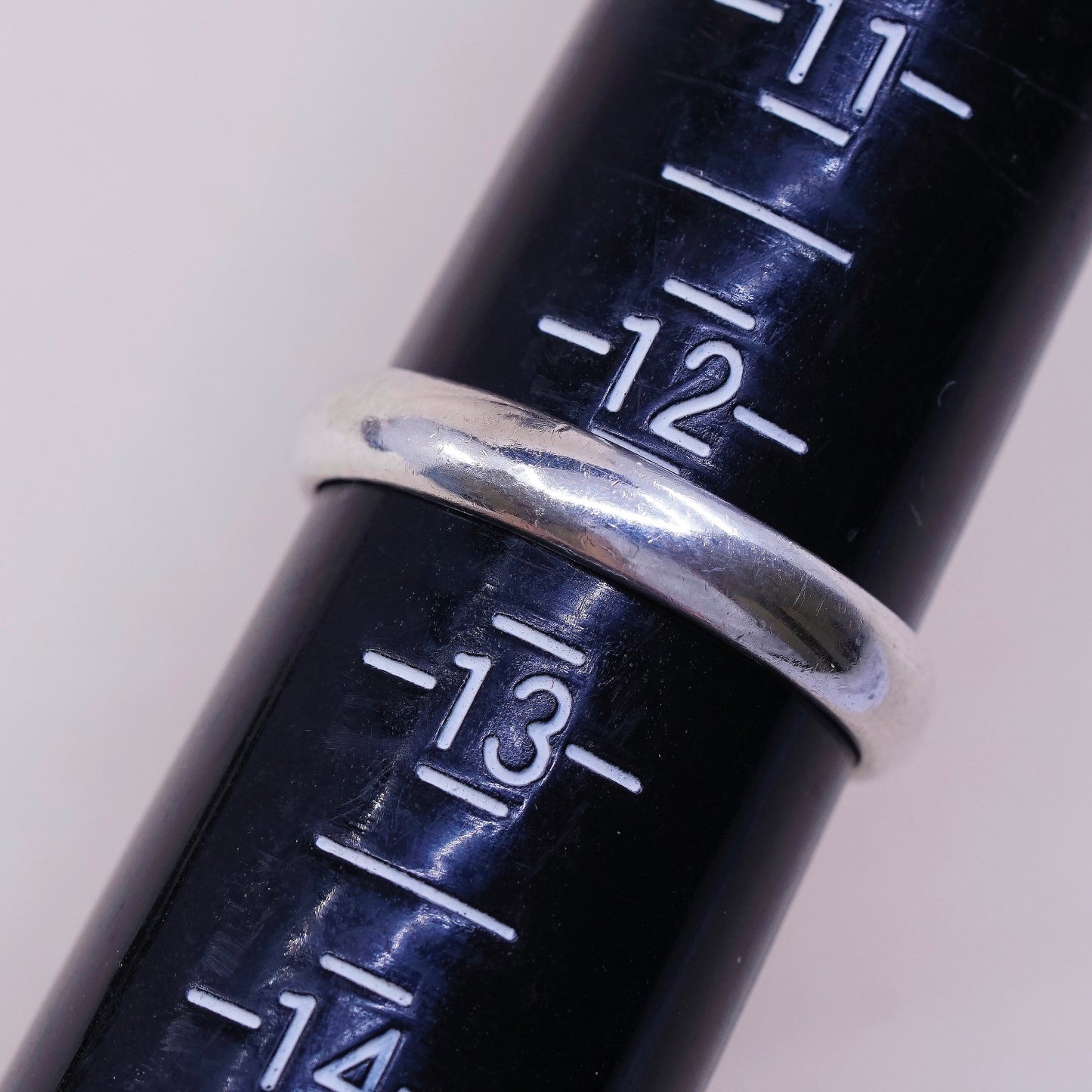 sz 12.25 vtg mexico sterling silver handmade ring, 925 wedding band