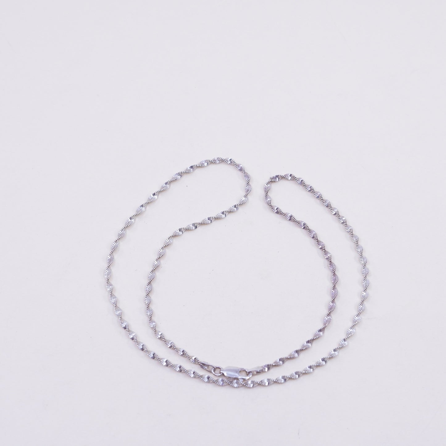 18”, 2mm, vintage Sterling silver necklace, 925 twisted herringbone chain