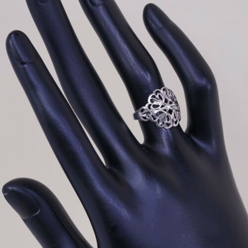 Size 6, Vtg Sterling Silver Handmade Ring, 925 Silver Band W/ Filigree Whirl