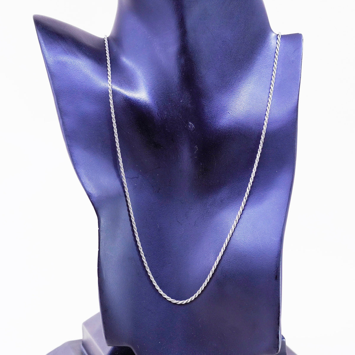24”, 1.6mm, Vintage Italy sterling silver rope chain, Italian 925 necklace