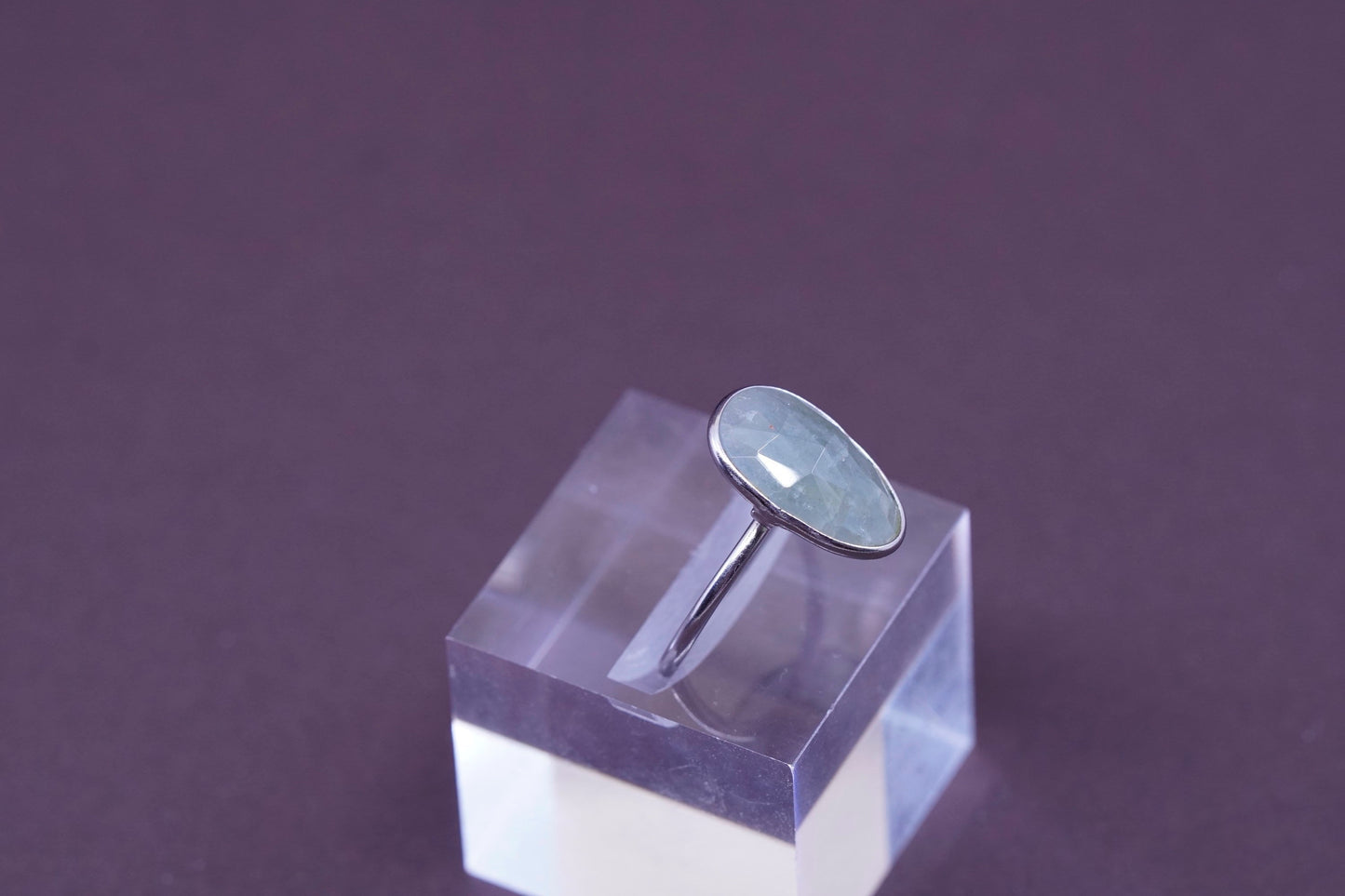 Size 8, vintage Sterling silver ring, 925 silver statement ring with jade