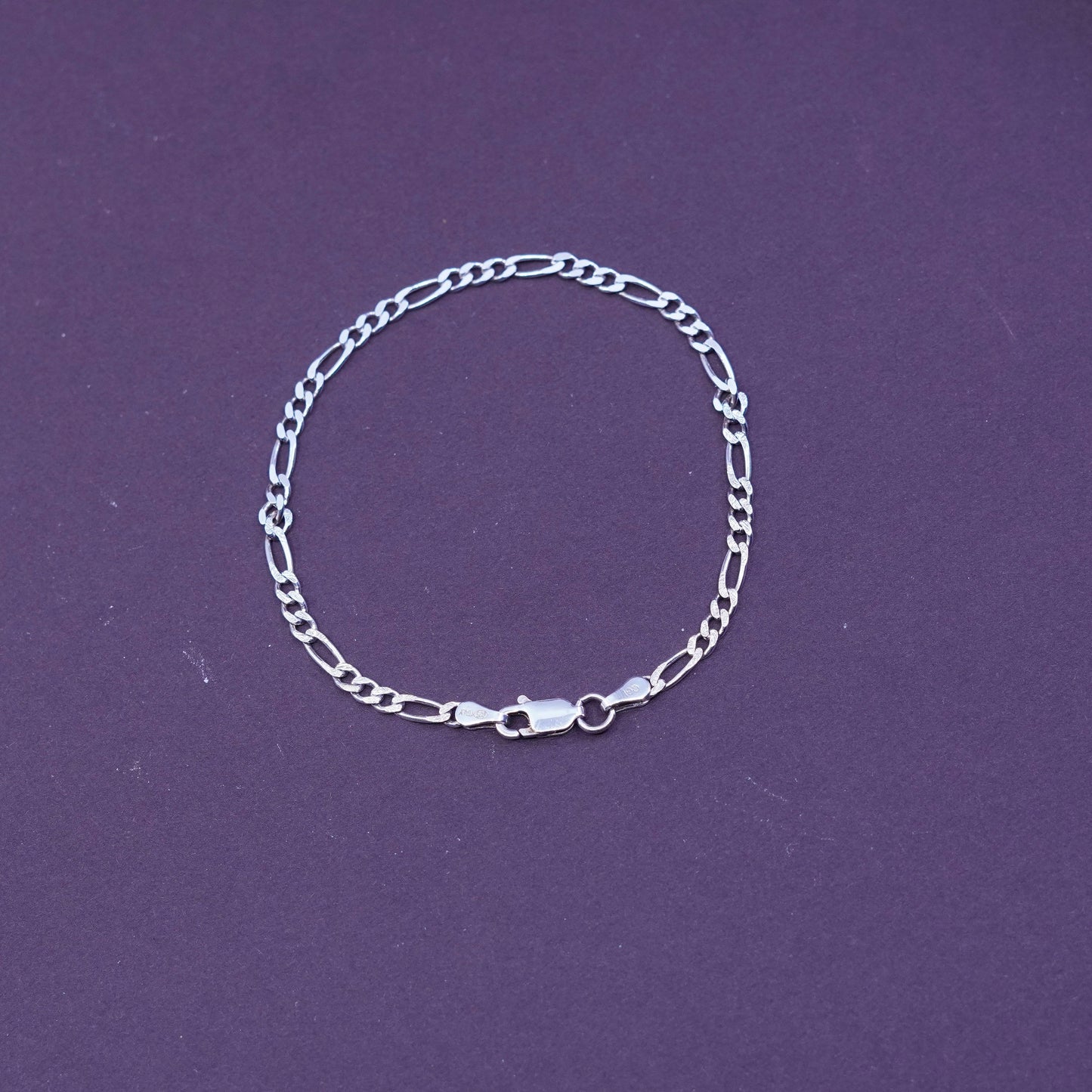 7”, 3mm, vintage Sterling silver bracelet, 925 figaro link chain
