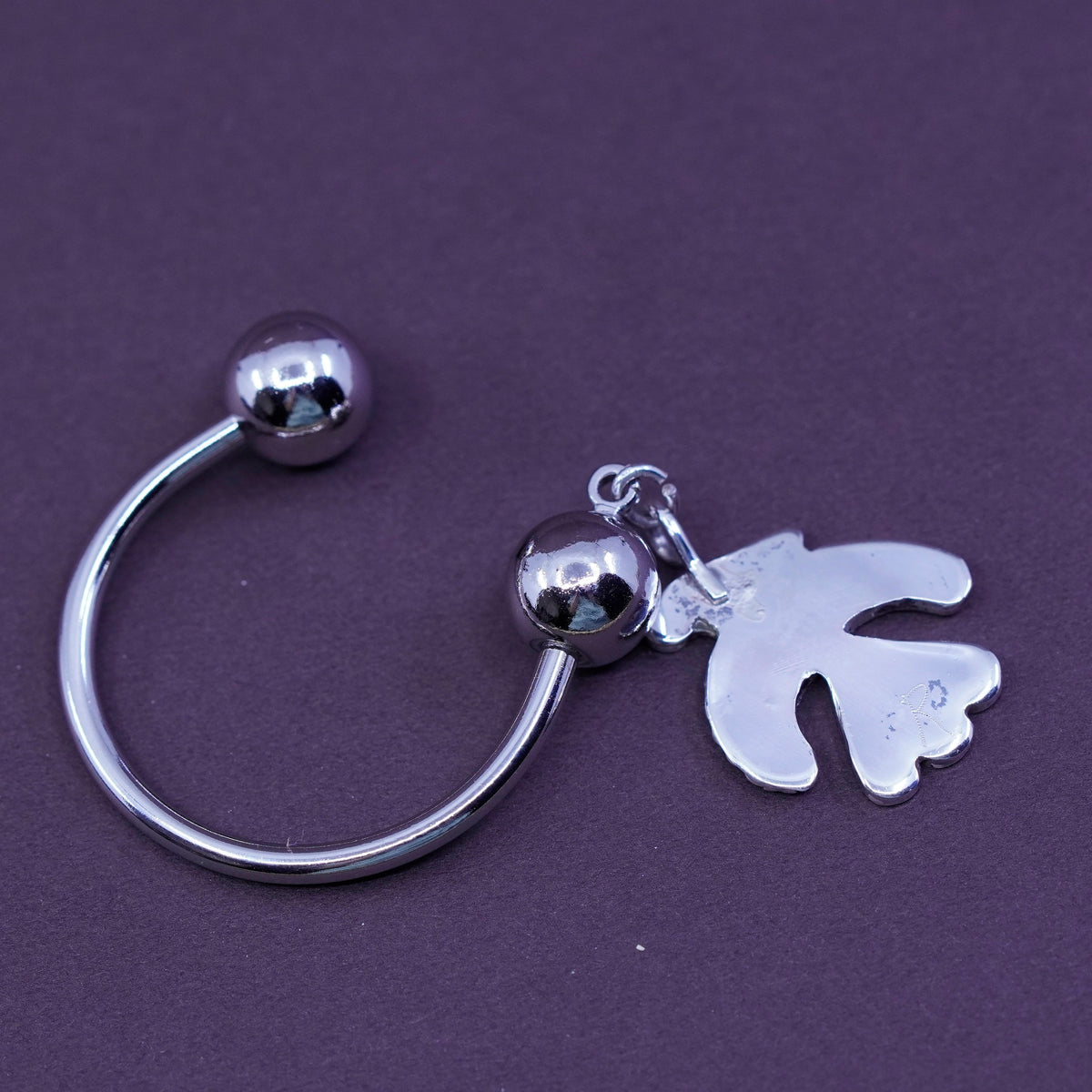 key ring w/ Native American Sterling 925 silver thunder bird charm N turquoise
