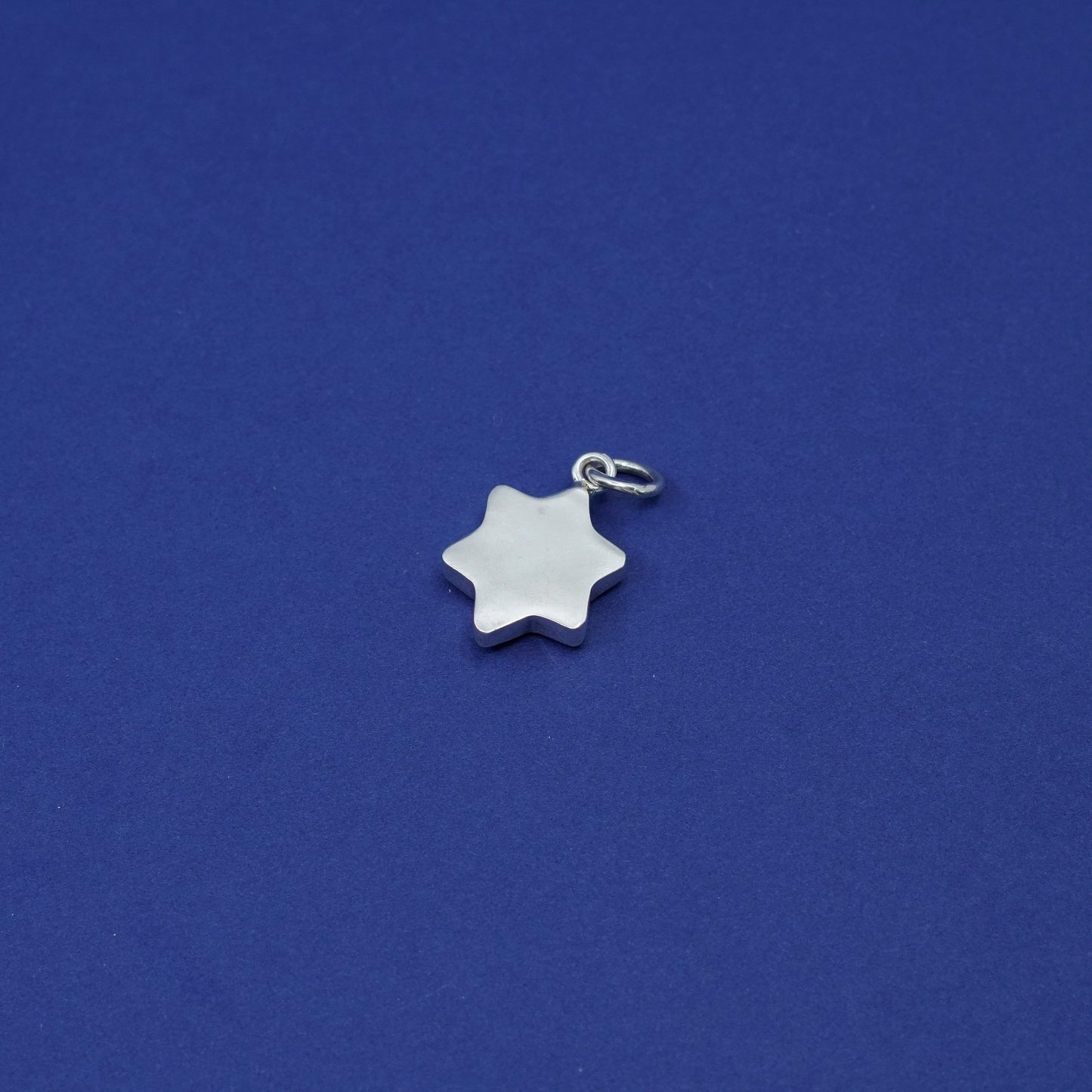 Vintage Sterling silver handmade pendant, 925 hexagram star amber charm