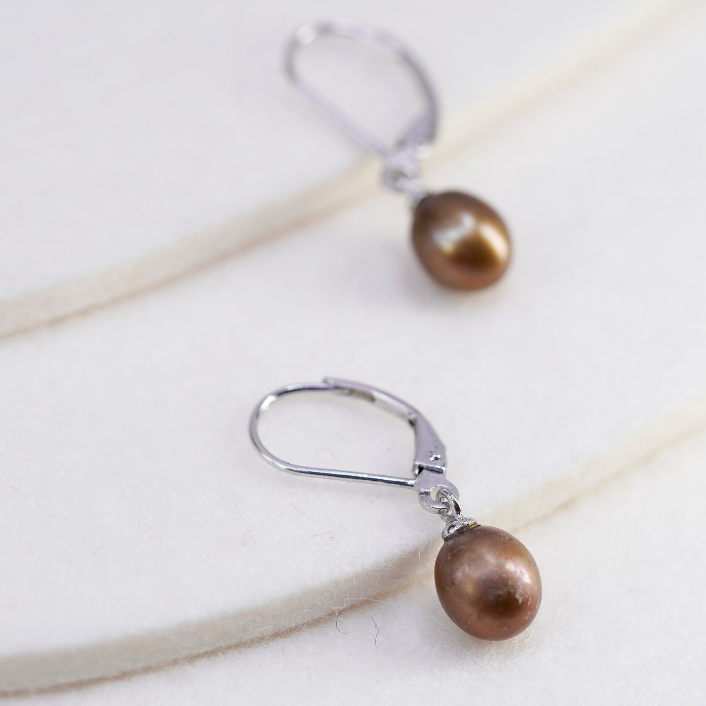 Vintage Sterling 925 silver handmade earrings with freshwater pearl