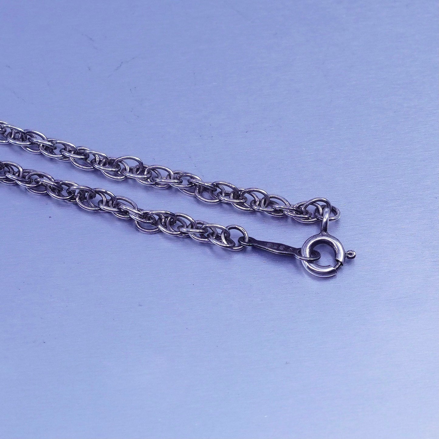 18” 2mm, vintage Italy Sterling 925 silver Singapore rope chain necklace