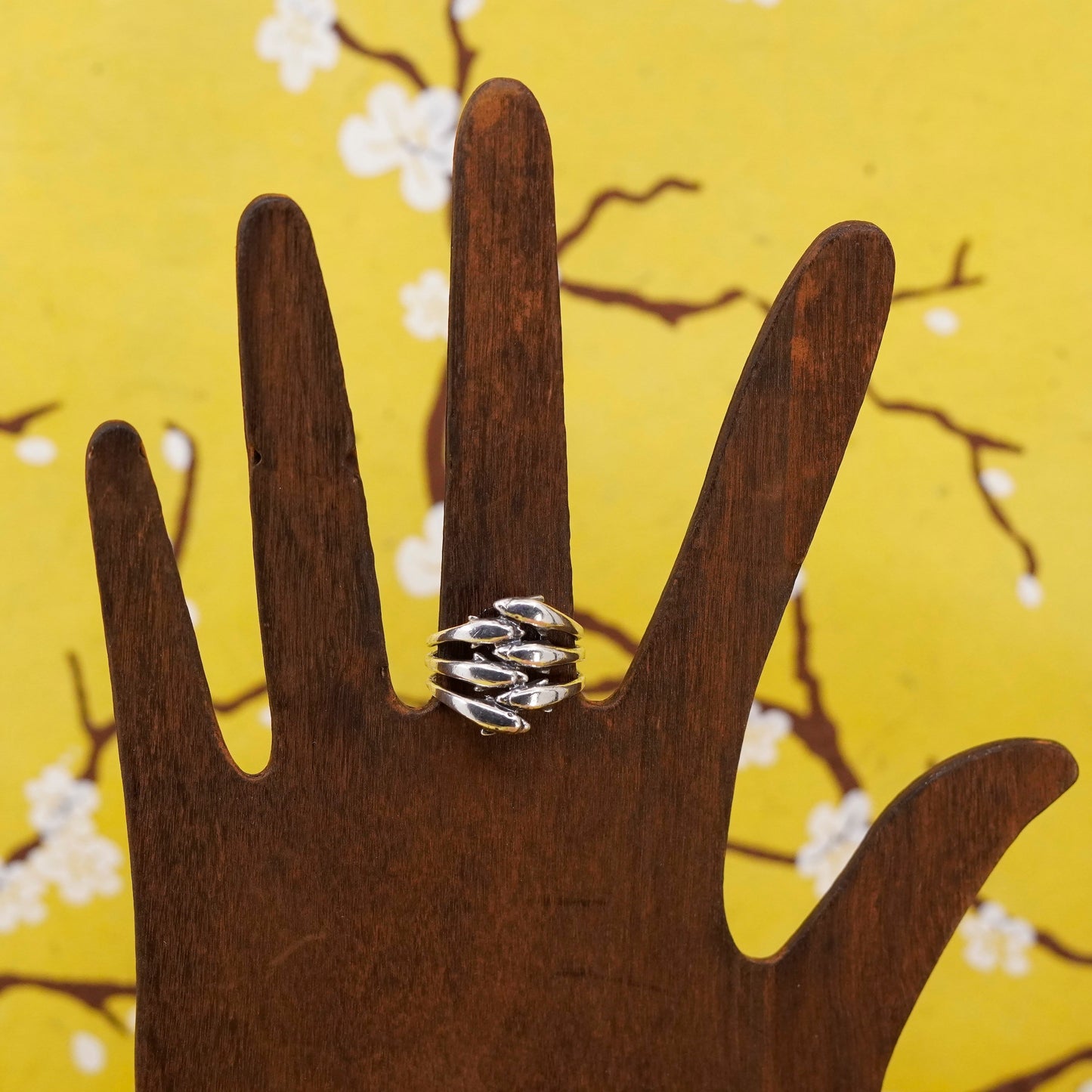Size 7.5, vintage Sterling silver handmade ring, 925 dolphin band