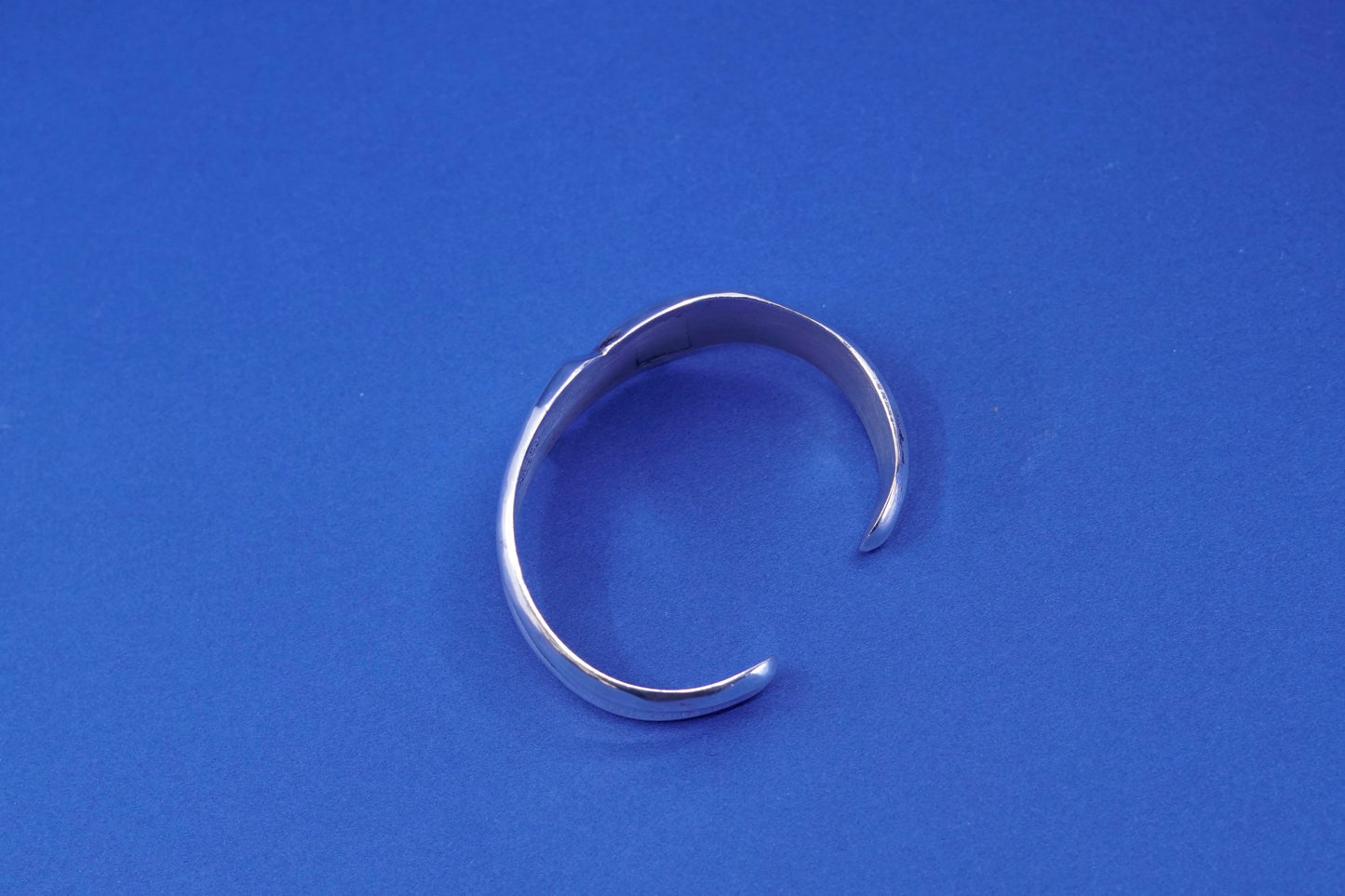 6.5”, vintage Sterling silver handmade bracelet, wide 925 ribbed wavy cuff