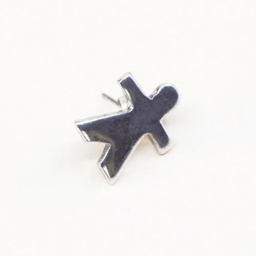 Lovely Vintage Sterling Silver Handmade Stick Figure Earrings, Mexico 925 Studs