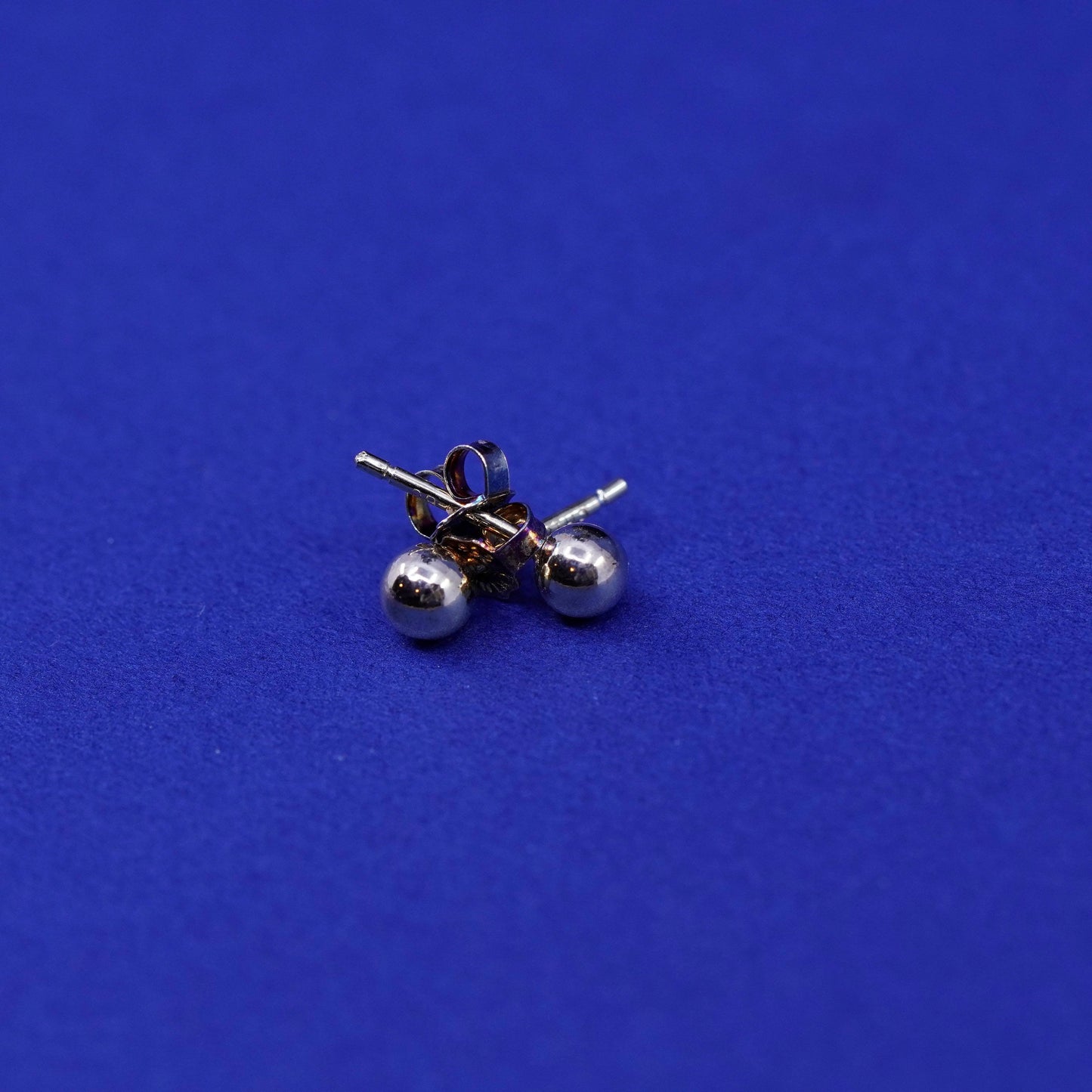 3mm, vintage DBJ vermeil gold over Sterling 925 silver studs earrings