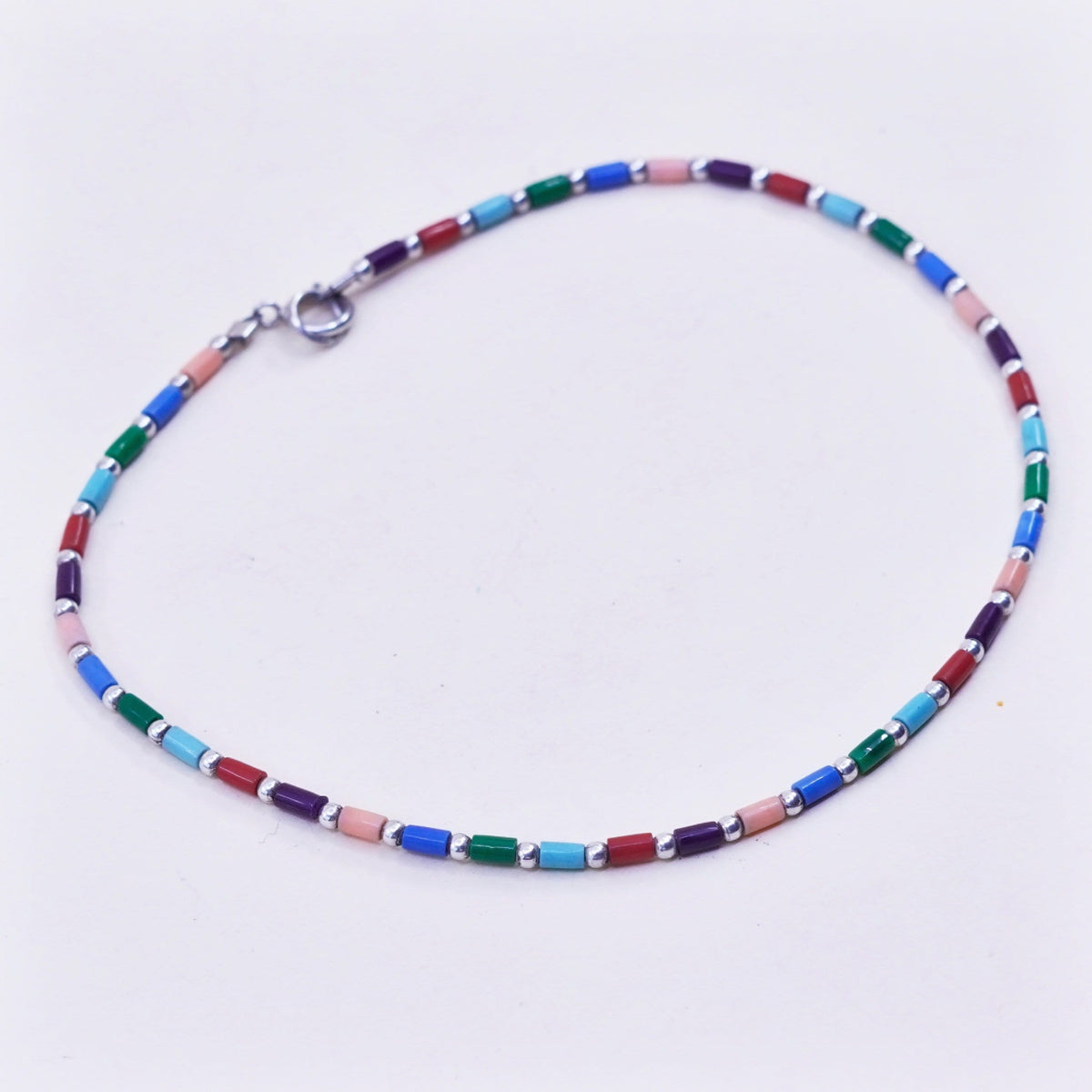 9.25”, Vintage southwestern 925 Sterling silver handmade heishi bracelet