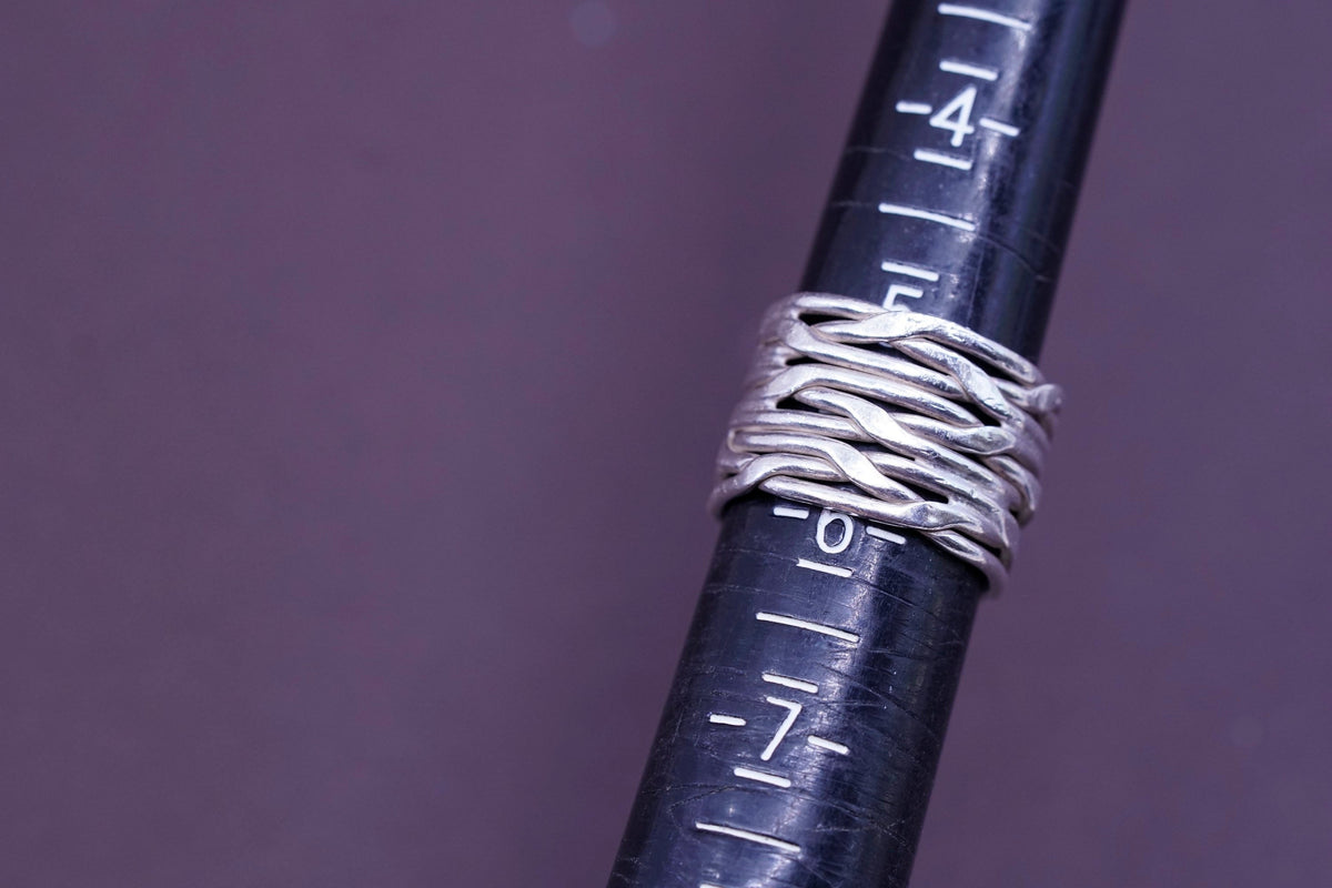 Size 5, vintage Sterling silver handmade wired ring, 925 band