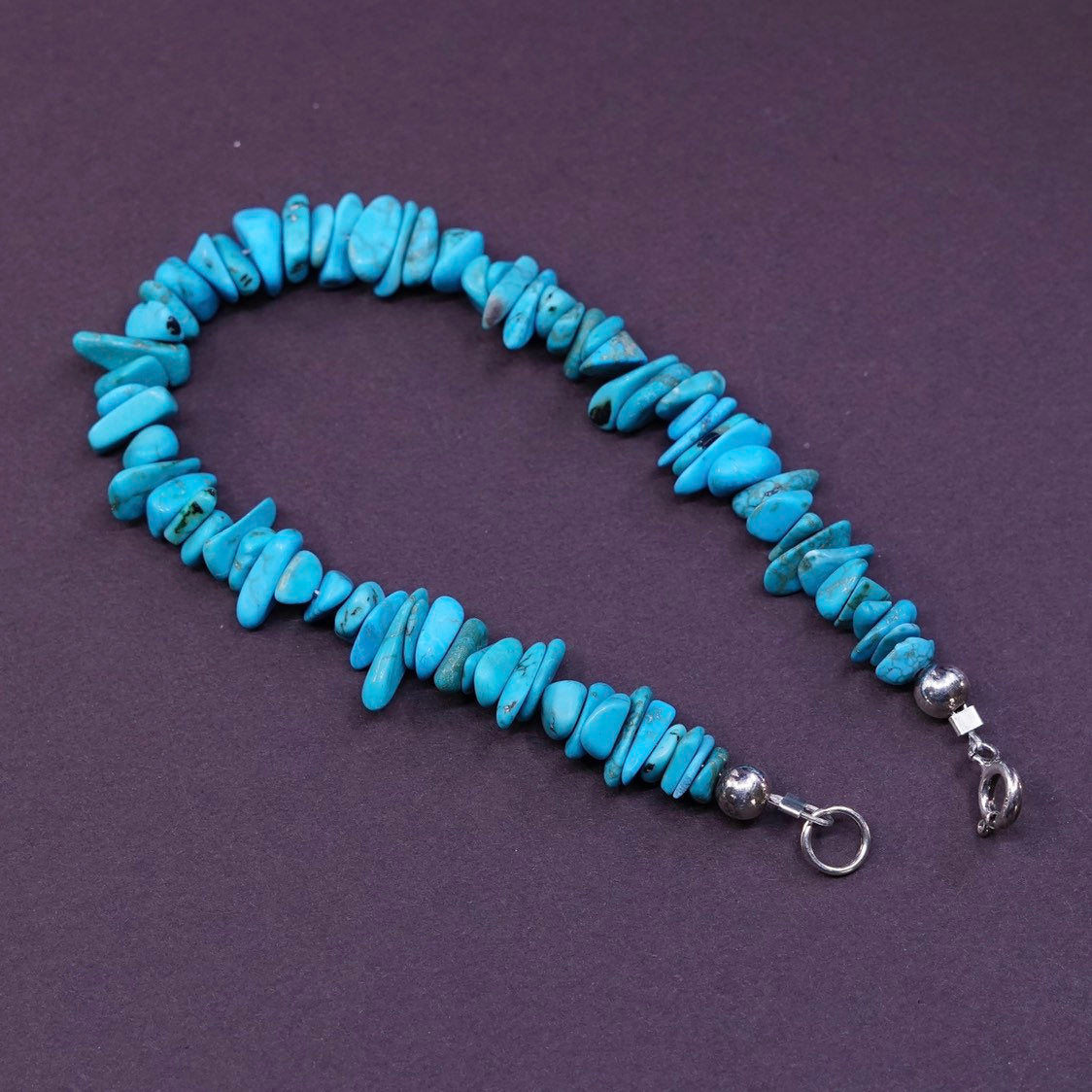 7", vtg Sterling silver handmade bracelet, turquoise beads bracelet