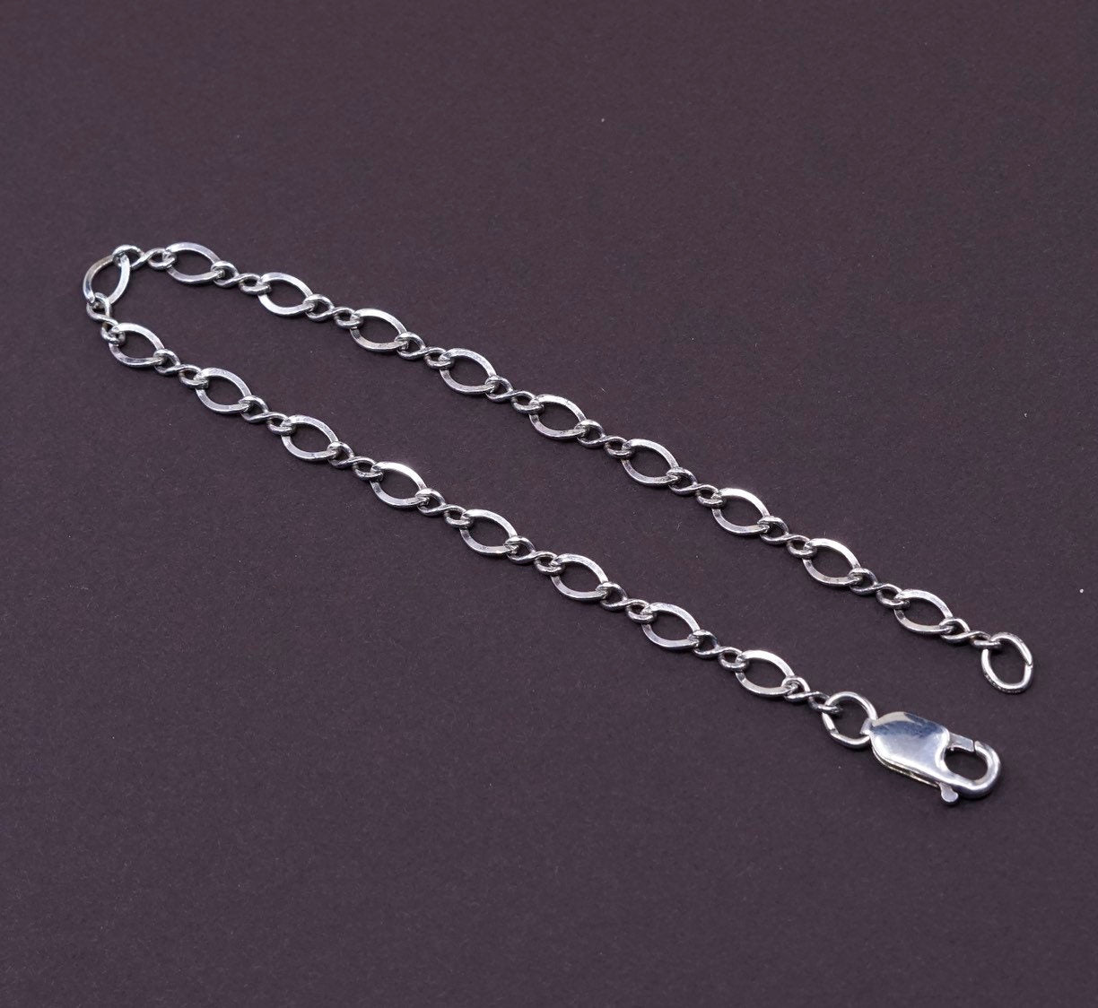 7.75", 4mm Sterling silver handmade bracelet, 925 figaro chain, stamped 925