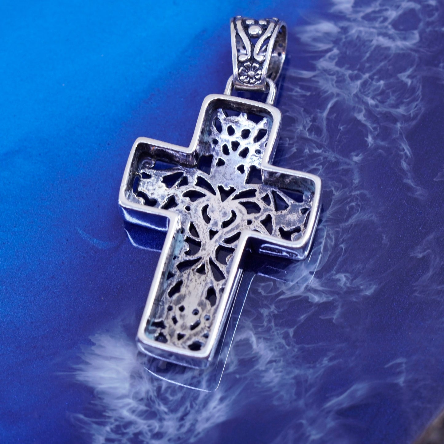 Vintage Carolyn Pollack Sterling silver handmade pendant, 925 cross charm