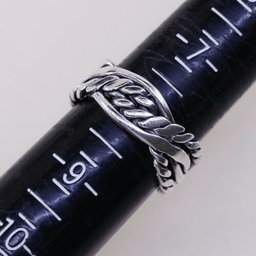 Size 8, Vtg Sterling Silver Handmade Ring 925 Band w Braided Cable, Stamped 925