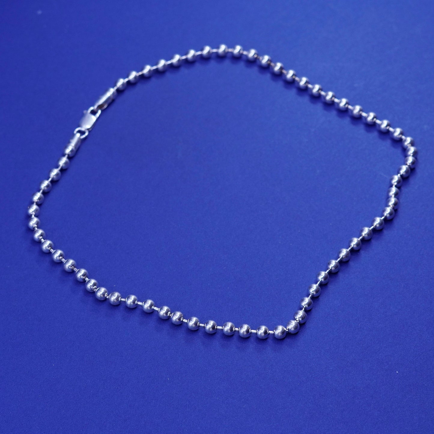 17”, 5mm, vintage Sterling silver handmade necklace, 925 beads chain