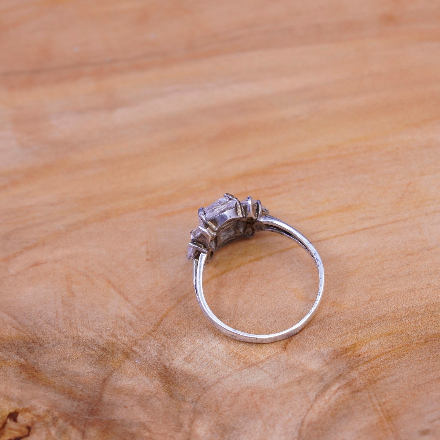 Size 9.5, vintage Sterling 925 silver engagement ring with cz