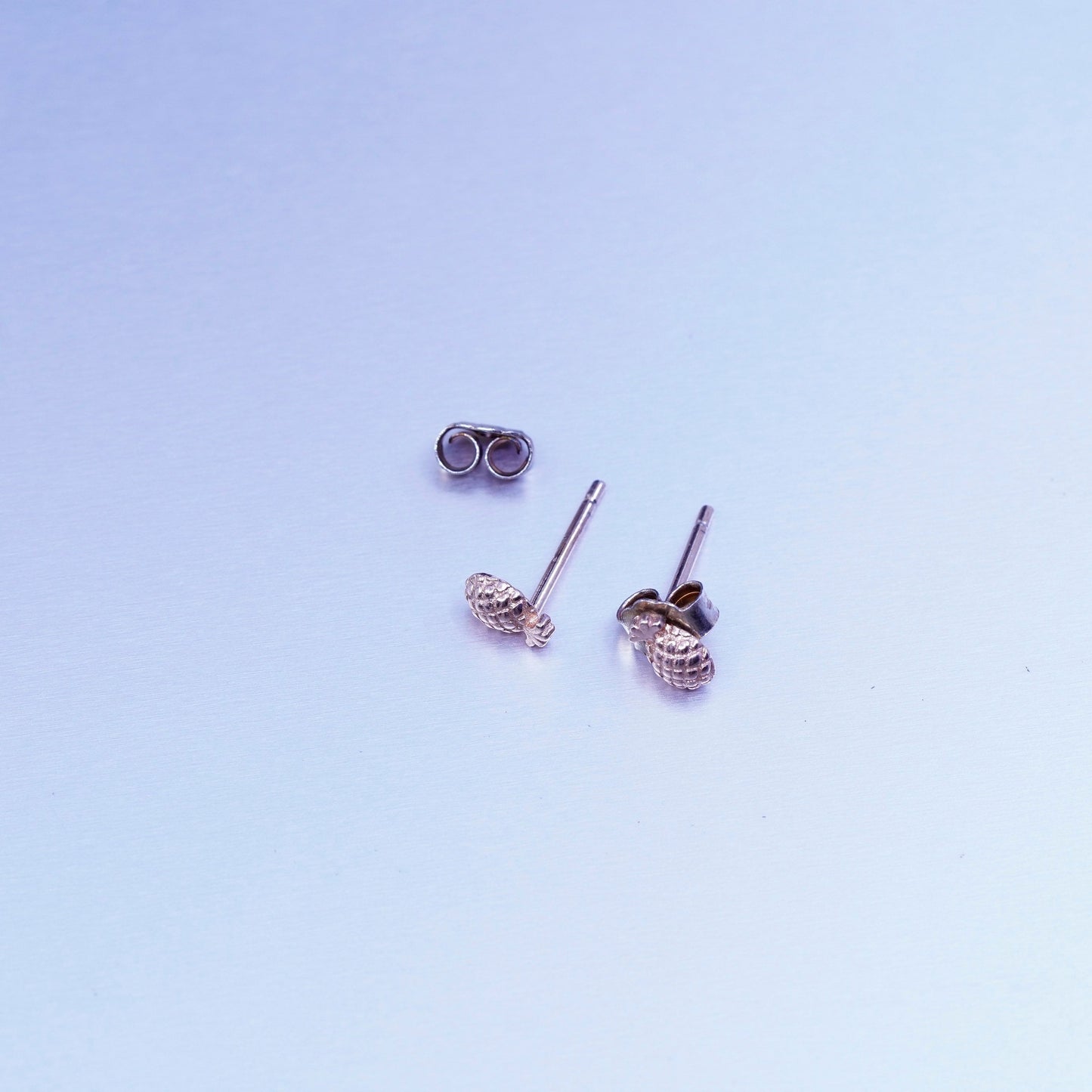 Vintage rose gold over Sterling 925 silver handmade earrings, pineapple studs