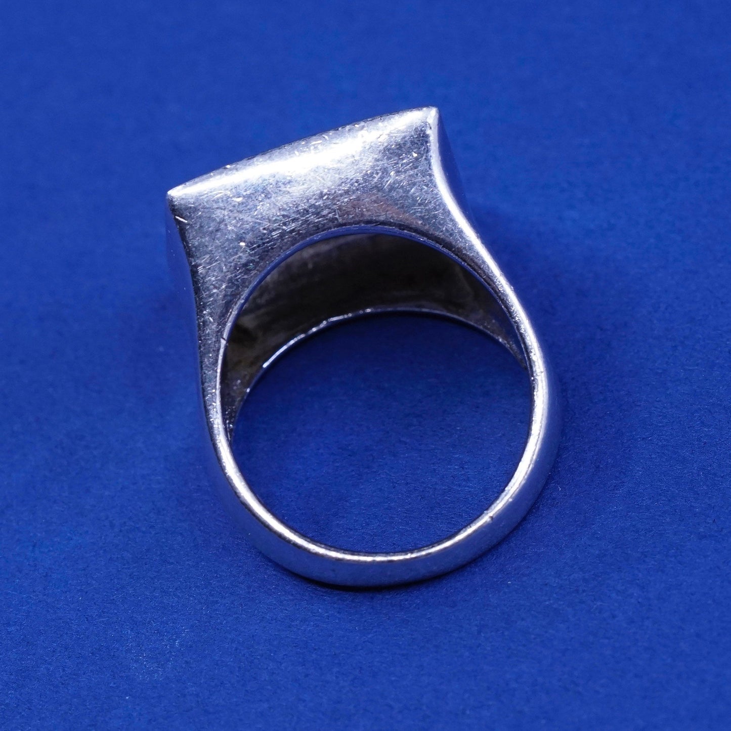 Size 8, vintage Sterling silver handmade Square ring, 925 statement ring