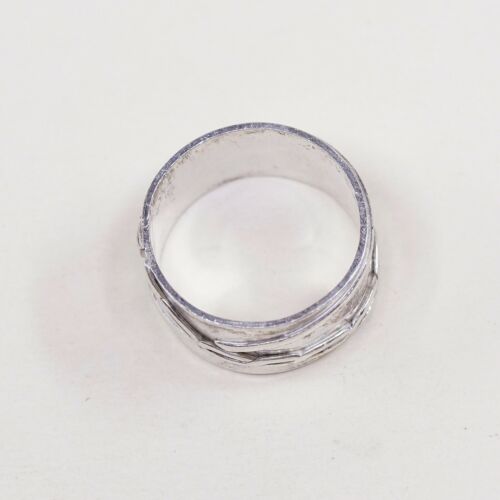 Size 9, Vtg Sterling Silver Handmade Ring 925 Silver Band w/ Cable Embossed