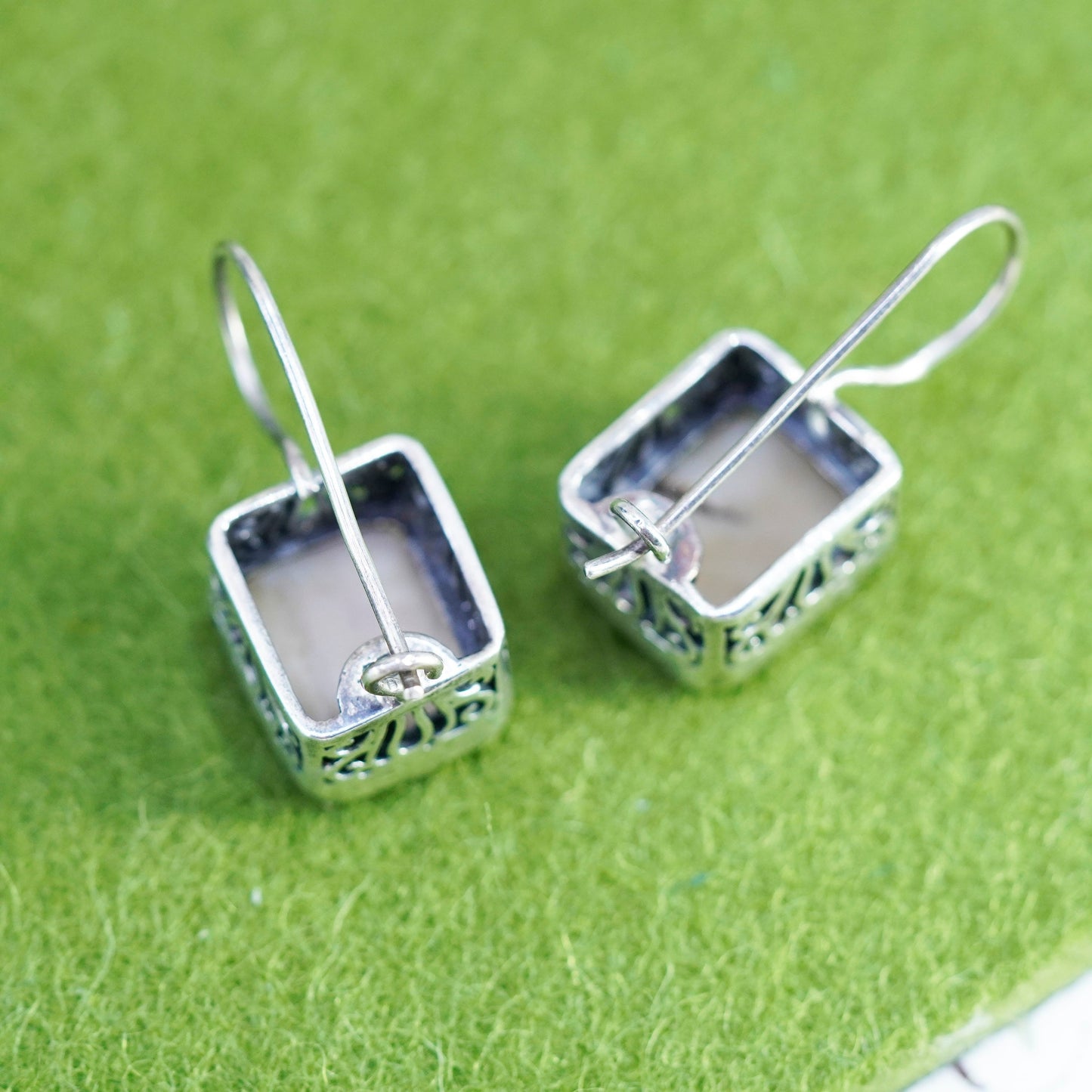 Vintage Sterling 925 silver handmade earrings with jasper drops