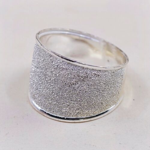 Sz 7, Vtg Sterling Silver Handmade Ring 925 Silver Sparkly Band W/ Matt Surface