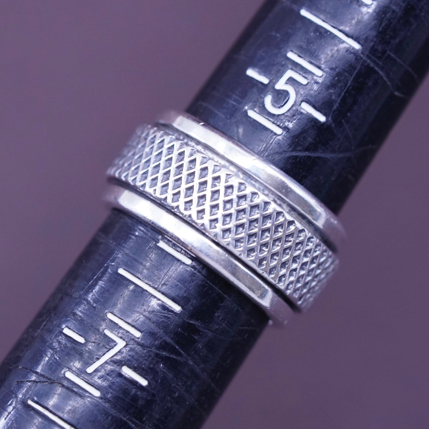 Size 6, vintage Sterling silver prayer ring, solid 925 silver spinner band