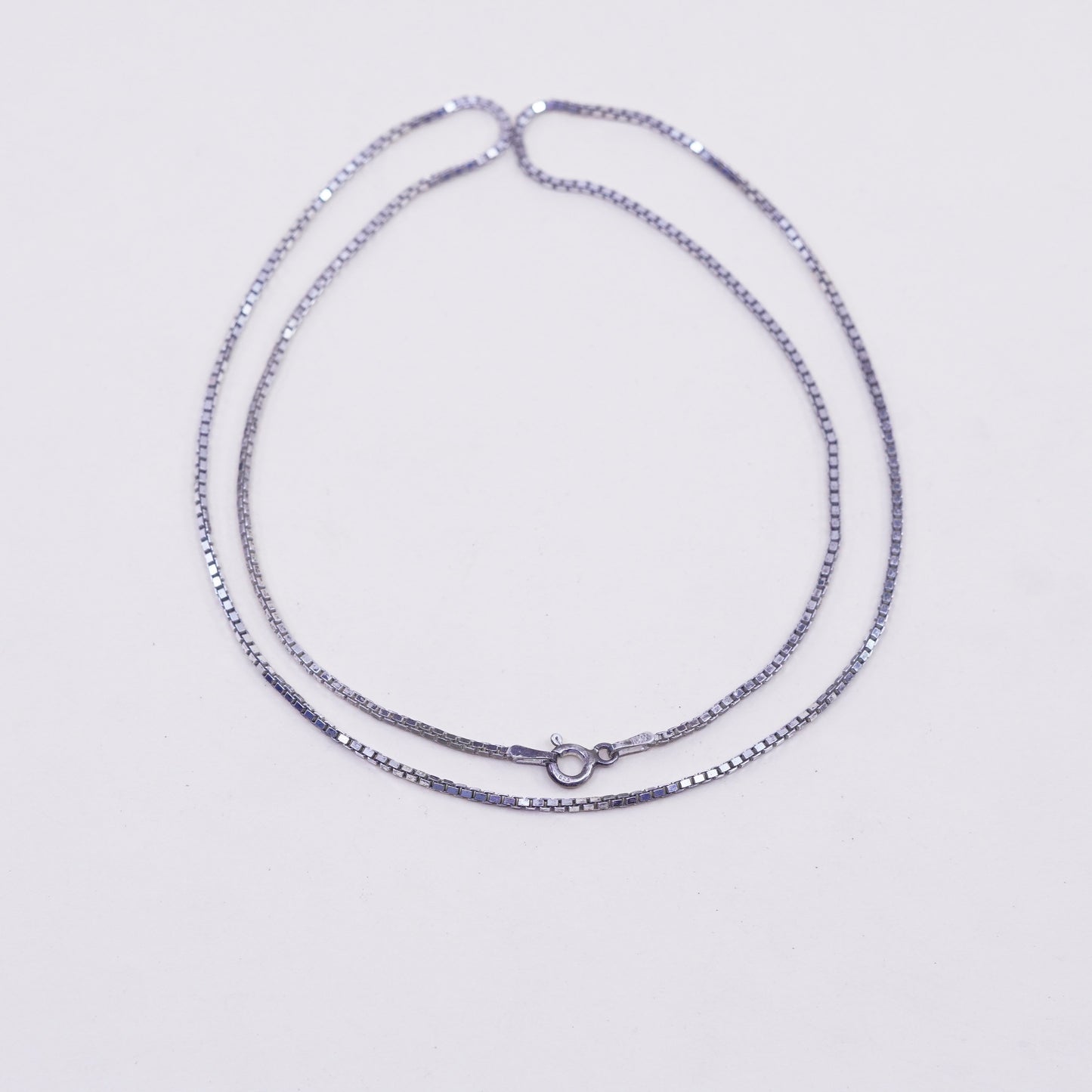 20”, 1mm, Vintage sterling silver Italy 925 silver box chain, necklace