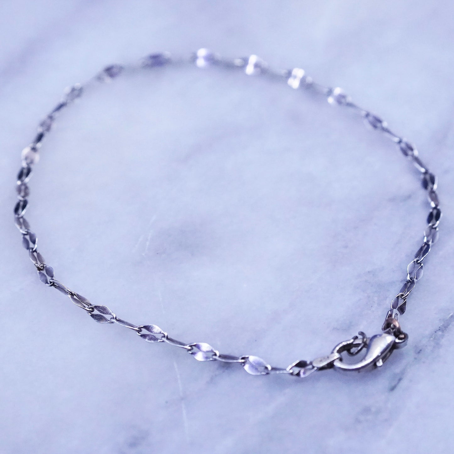 10”, 3mm, vintage sterling silver handmade bracelet, 925 flatten anklet chain