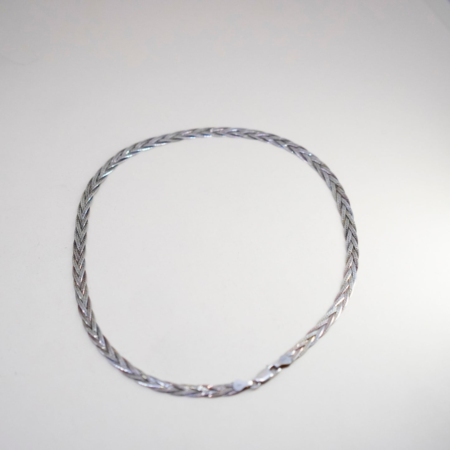 18" Italy triple tone Strands 925 Sterling Silver Braided Herringbone necklace