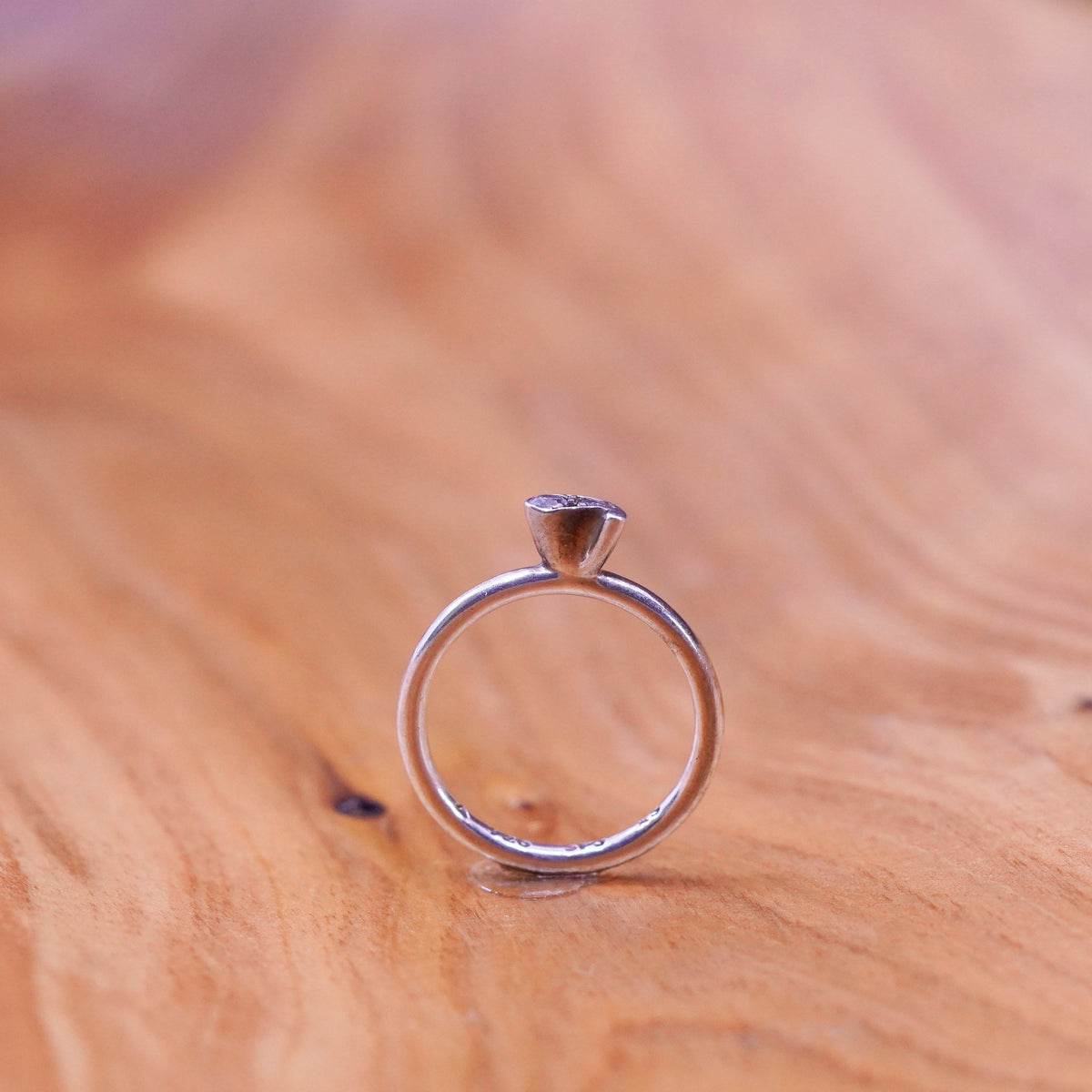 Size 5.75, vintage Sterling silver handmade ring, 925 band with teardrop and cz