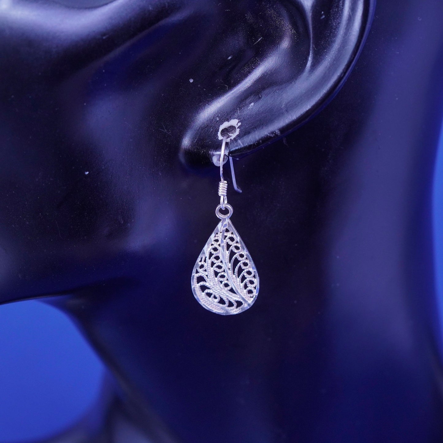 Vintage Sterling silver modern earrings, 925 teardrop Dangles