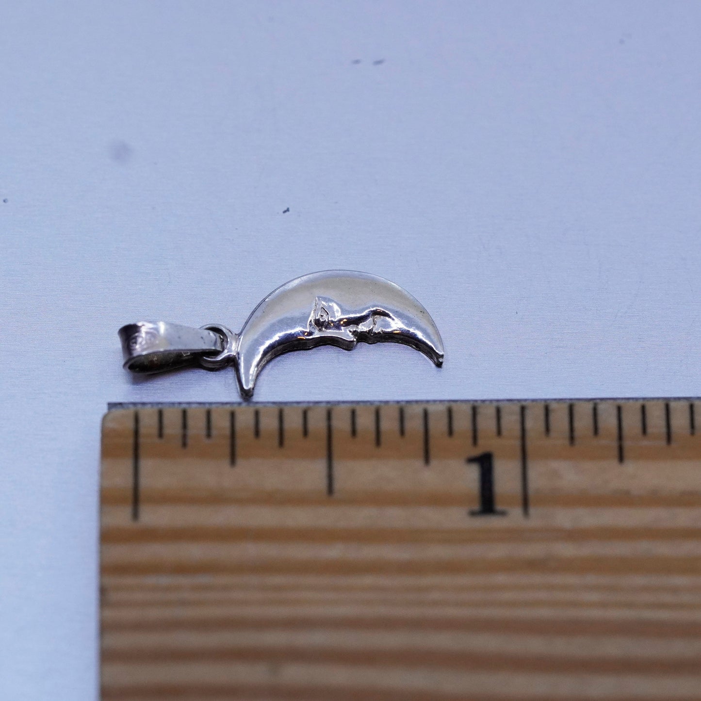 Vintage Sterling silver handmade 925 moon face charm pendant